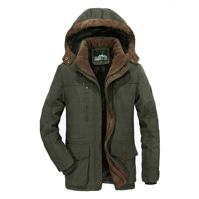 Casaco masculino de veludo com capuz, plus size, 6xl, jaquetas militares, casacos, sobretudo para homens, de inverno, de veludo grosso