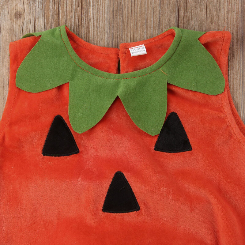 0-3Y Newly Cosplay Halloween Toddler Baby Kid Pumpkin Print pagliaccetto senza maniche tute top + cappelli vestiti per bambini 2 pezzi costumi