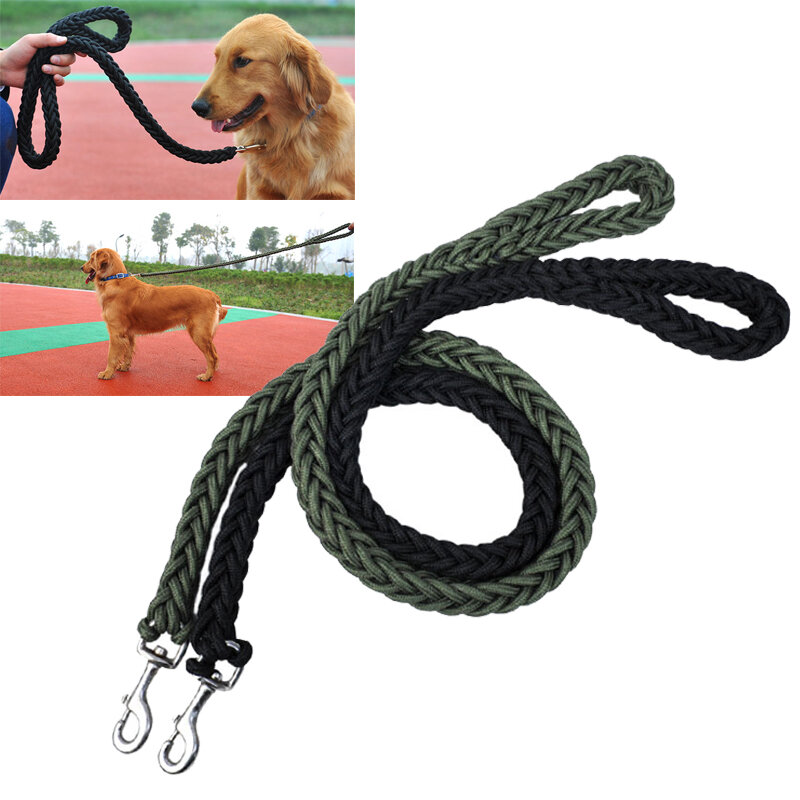 Laisse pour chien de taille moyenne 115cm, corde ronde tressée, résistante à l'usure, aux morsures, courte et épaisse, fournitures pour animaux de compagnie