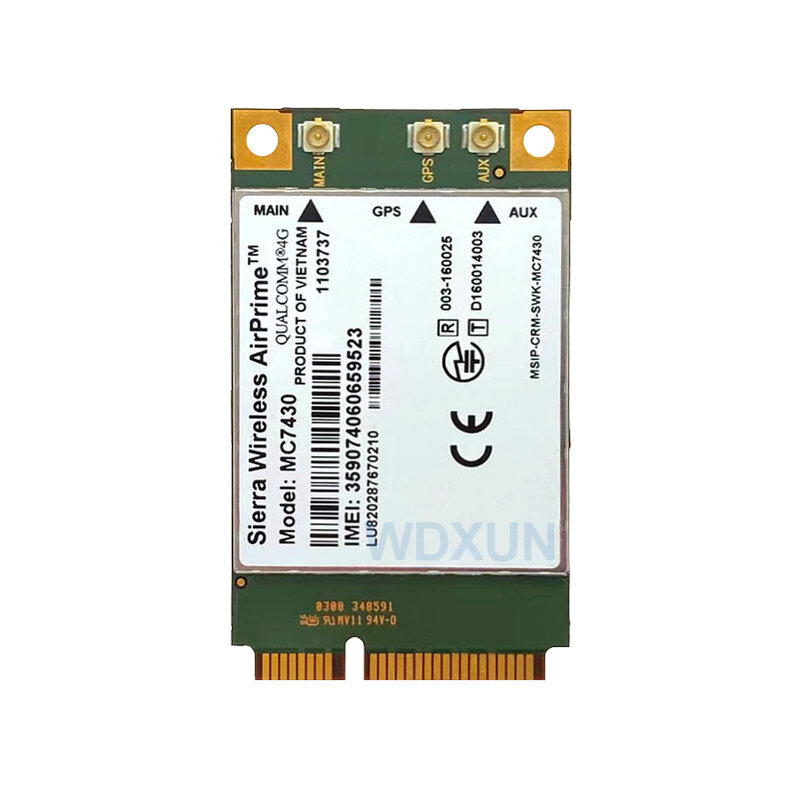 MC7430 moduł 4G FDD-TDD LTE CAT6 HSPA + GNSS karta WWAN interfejs USB 3.0 MBIM karta PCIe mini 4G