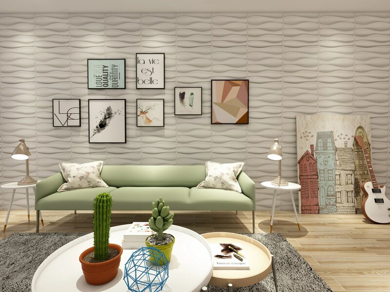 50x50 см украшение для дома прочные пластиковые 3D настенные панели белого цвета для гостиной, спальни, лобби, офиса, торгового центра (12 шт.)