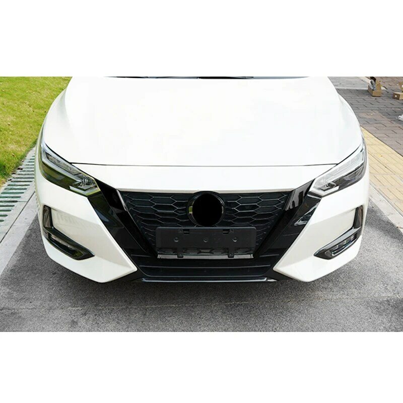 3Pcs/Set Glossy Black U Shape Front Grill Frame Cover Trim ABS Plastic Fit for Nissan Sentra 2021 2020