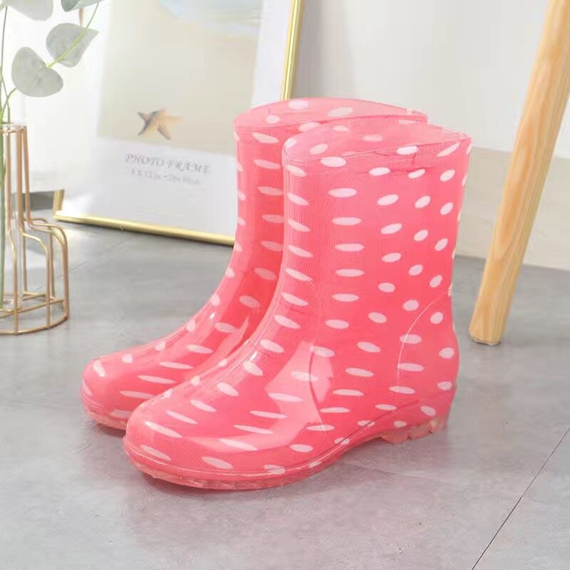 2021 New Fashion Women's Flat Transparent Rain Boots PVC  Waterproof Shoes Students Mujer Cheap
