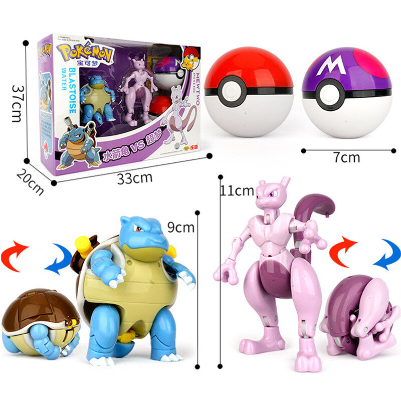 Figuras de acción de Pokémon, juguete variante de bola, modelo de anime, Pikachu, Jenny, Tortuga, monstruos de bolsillo, regalo