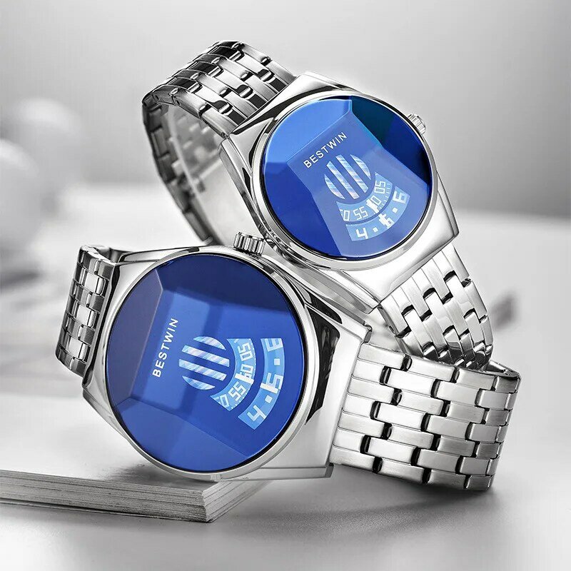 Relógio desportivo impermeável masculino e feminino, par relógios, relógio de quartzo de estudante, design de carro, personalidade azul, moda, novo