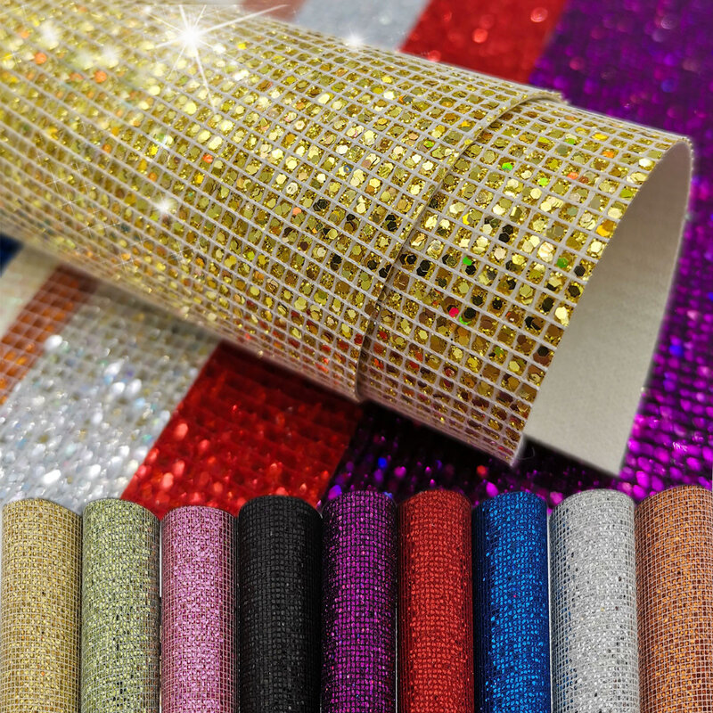 1pc 20cm*15cm Sequin Chunky Glitter Sheets Faux Synthetic Leather Fabric DIY Handmade Hair Bow Fabric Sewing Craft Accessories