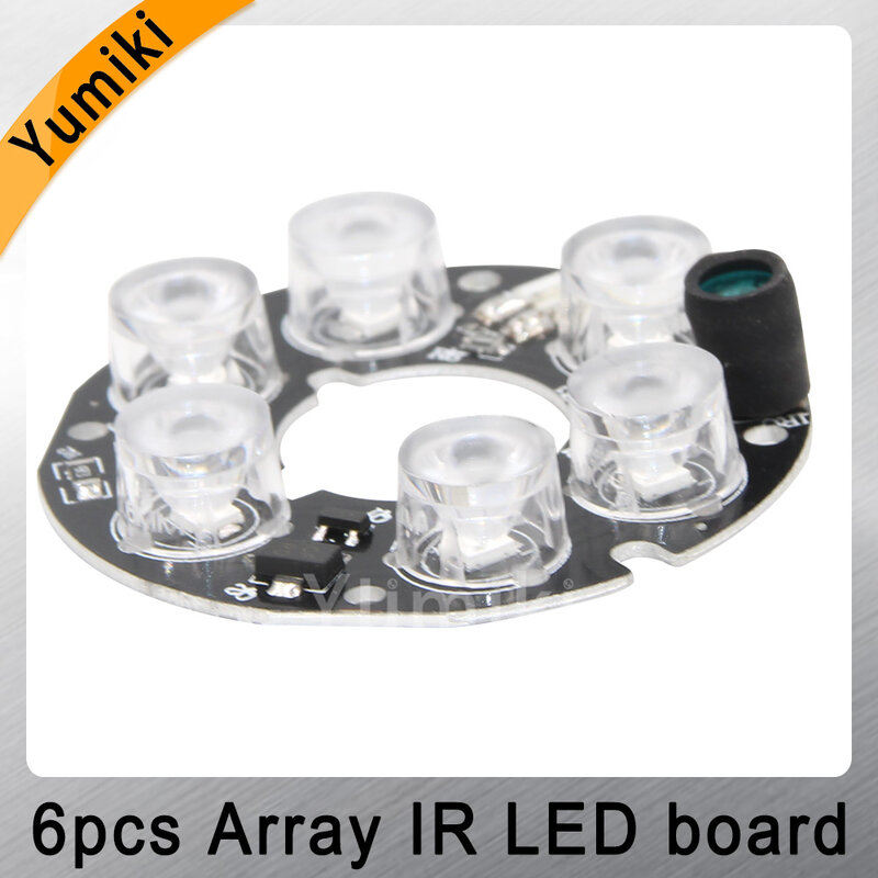Yumiki Nieuwe 6pcs array LED IR Leds Infrarood Board voor CCTV camera nachtzicht (45mm diameter) wit