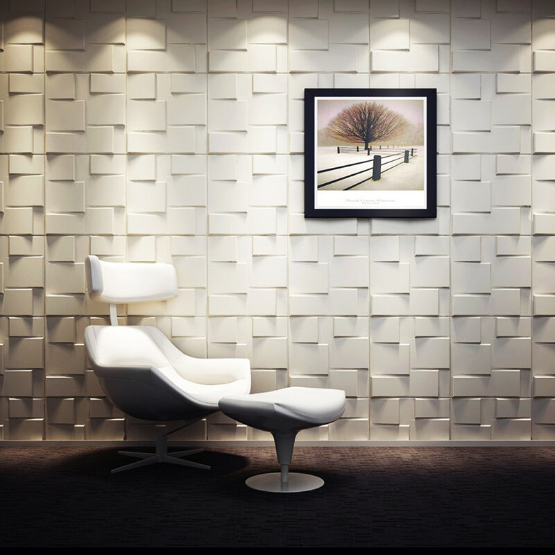 Art3d paneles de pared 3D de fibra de plantas, blanco mate para sala de estar, dormitorio, Fondo de TV, 12 azulejos (fibra vegetal), 50x50cm
