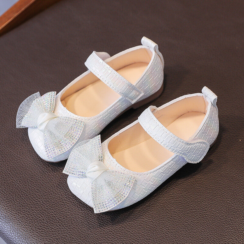 Branco rosa bowknot princesa sapatos crianças moda meninas sapatos para festa de casamento menina único sapatos confortáveis chaussure fille