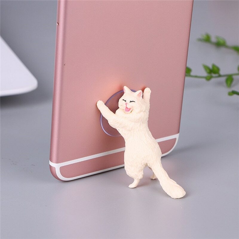 1 Buah Patung Kucing Miniatur Pengisap Kucing Desain Telepon Pemegang Mini Peri Taman Kartun Patung Kerajinan Rumah Mobil Dekoratif
