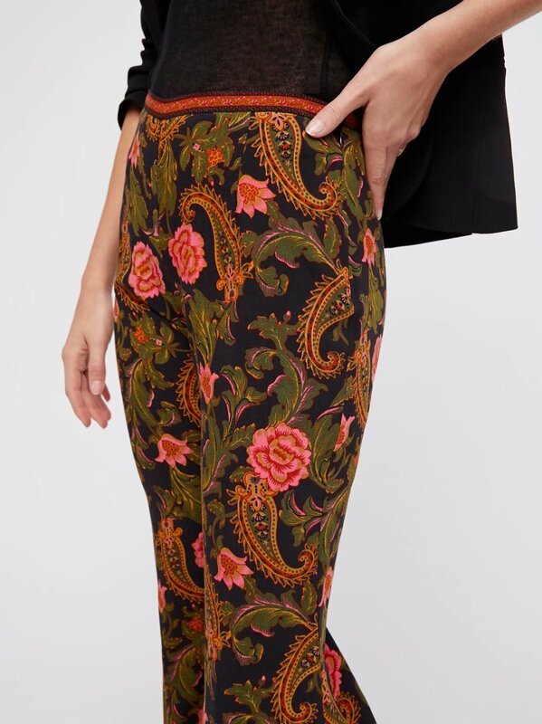 2020 new product printed pants bohemian style trousers side zipper decoration pants ladies casual pants