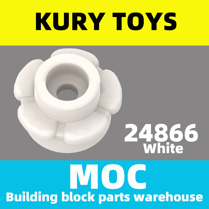 Kury toys diy moc、プレート用24866ビルディングブロックパーツ、ラウンドカットプレート用フラワーエッジ (5花びら) 付きラウンド1x1