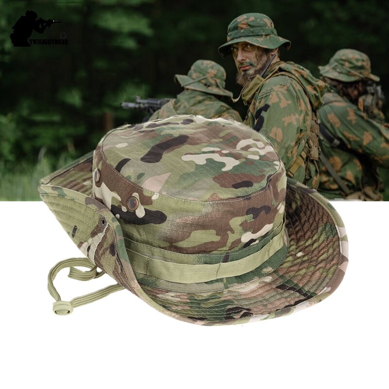 Outdoor Camouflage Boonie Hoed 20 Kleuren Dikker Militaire Tactische Pet Jagen Wandelen Klimmen Camping Multicam Hoed Af056