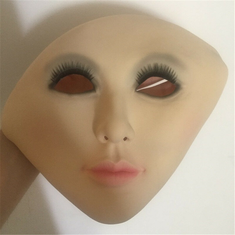 Seksi Realistis Perempuan Masker Lateks Tabir Surya Masker Seksi Wanita Kulit Masquerade Masker Transgender Setengah Tertutup Masker Bermain Peran
