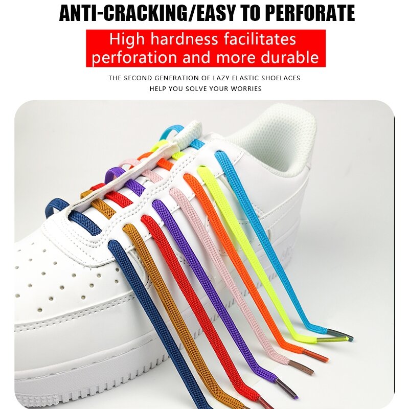 New Colorful Aluminum Metal Lock Shoelaces For Kids and Adult Sneakers Shoelace Quick Lazy Laces