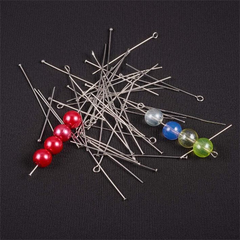 100pcs/lot 15 20 25 30 35 40 45 50MM Stainless Steel T word Head Eye Ball Pins for Diy Pendant Jewelry Making Head Pins Findings