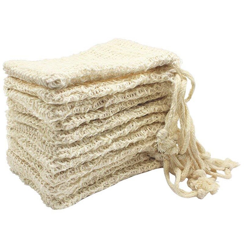 Bolsa de sabonete sisal natural, 30 pacotes com suporte para economia de sabão e esfoliante