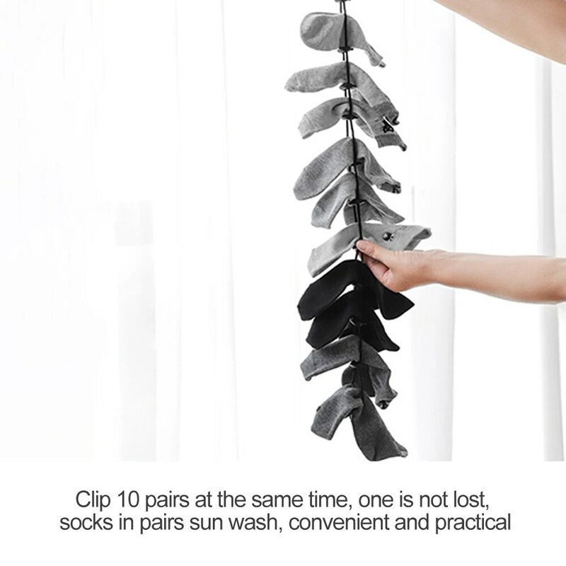 Adjustable Multi-Function Socks Hanging Rope Useful Clothes Hanger And Washing Basket Net For Wardrobe Storage Home Accessories