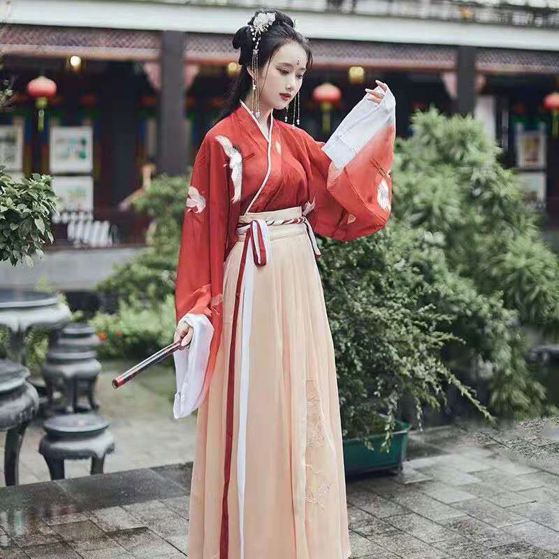 Female Festival Outfits Folk Dance Hanfu for Women  Vintage Retro Fairy Chinese Traditional Dress Embroidery Teen Girls Clothing