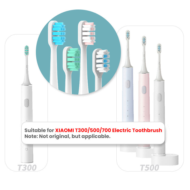 Cabezales de repuesto para cepillo de dientes eléctrico Xiaomi Mijia T300 T500 T700, boquillas con cubierta antipolvo sellada, paquete de cerdas suaves