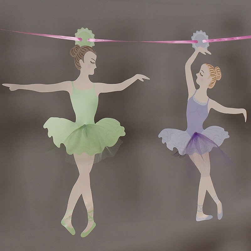 Bộ 1 Cô Gái Múa Ba Lê Nhảy Múa Bunting Biểu Ngữ Ballerina Giấy Cờ Cưới Treo Streamer DIY Tiếp Liệu Dự Tiệc Trang Trí Sinh Nhật