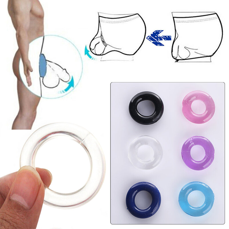 Tanga transparente masculina, anel circular de alça, roupa íntima masculina de silicone de alto-elástico macio, anel peniano, peças