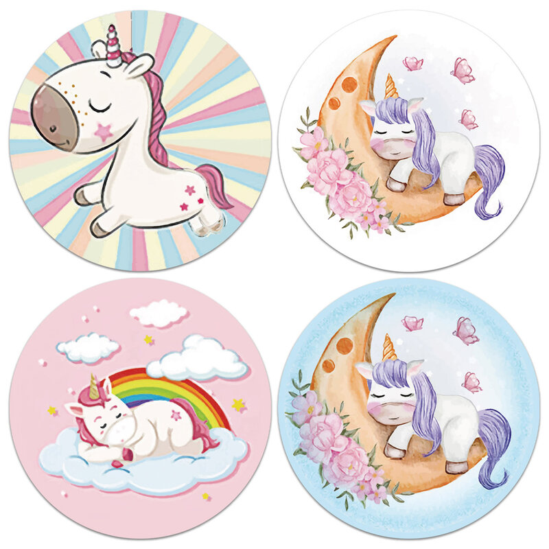 1 Inci Stiker Unicorn Lucu untuk Anak-anak 50-500 Buah Dekorasi Mainan Klasik untuk Stiker Hadiah Hewan Dorongan Guru Sekolah
