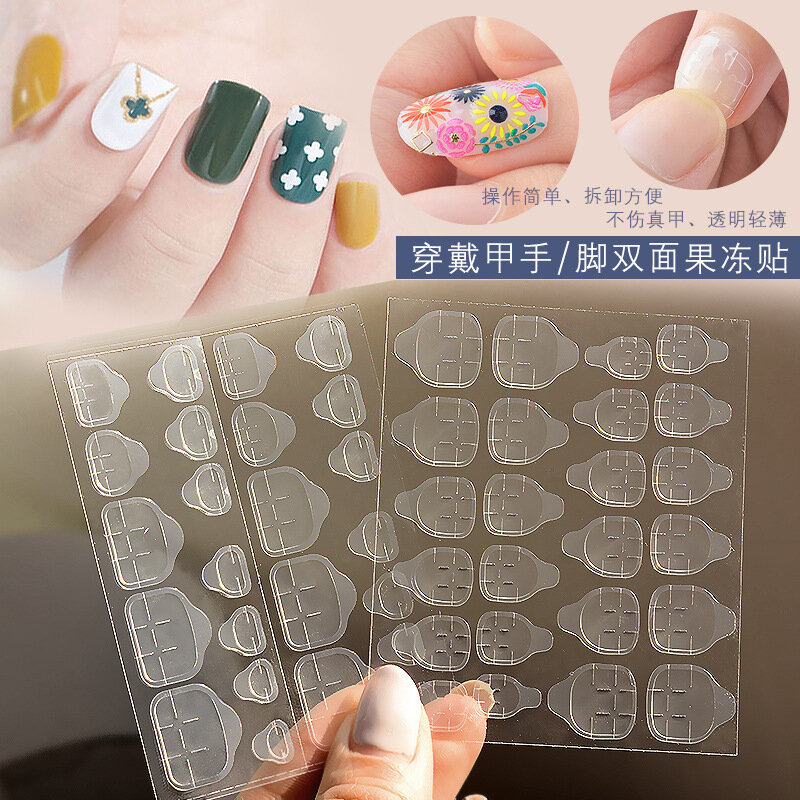 HNUIX-cintas adhesivas transparentes de doble cara para extensiones de uñas postizas, 240 unids/lote