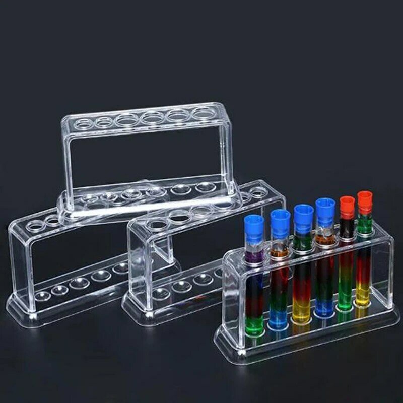 1 pz plastica trasparente provetta Rack 6 fori Stand laboratorio provetta Stand scaffale materiale scolastico attrezzatura da laboratorio 16.7*8*3cm