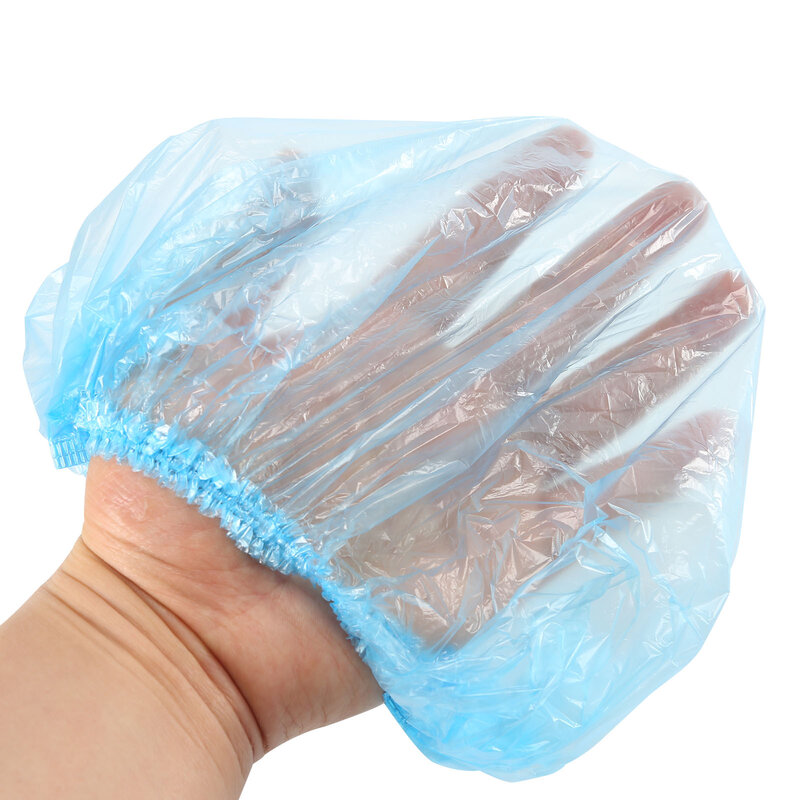50pcs Disposable PE Waterproof Hair Hat Elastic Cap Shower Caps For Catering Food Kitchen Dining Living Room Shower