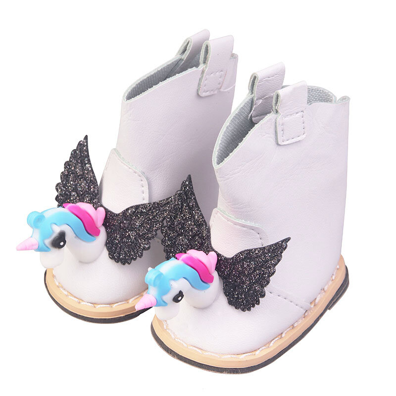 Buty dla lalek 7cm jednorożec Rebron buty dla lalek ze skrzydłami tęczowe buty Fit 43cm Baby New Bron Doll dla 18 Cal amerykańska lalka 1/3 BJD