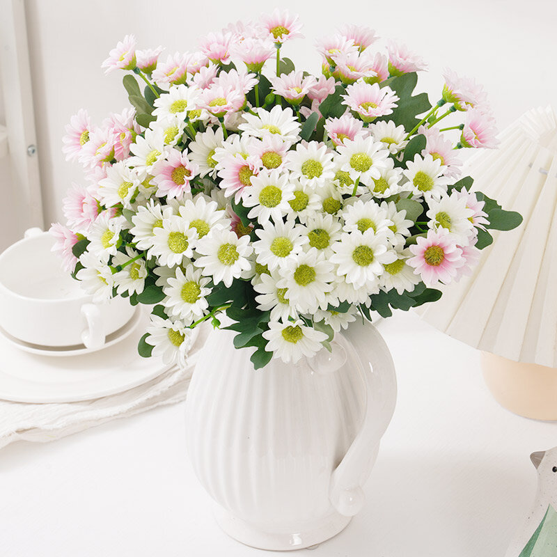 Musim Gugur Bunga Daisy Buatan Buket Sutra Bunga Palsu Dekorasi DIY untuk Vas Rumah Pernikahan Natal Dekoratif Produk Rumah Tangga