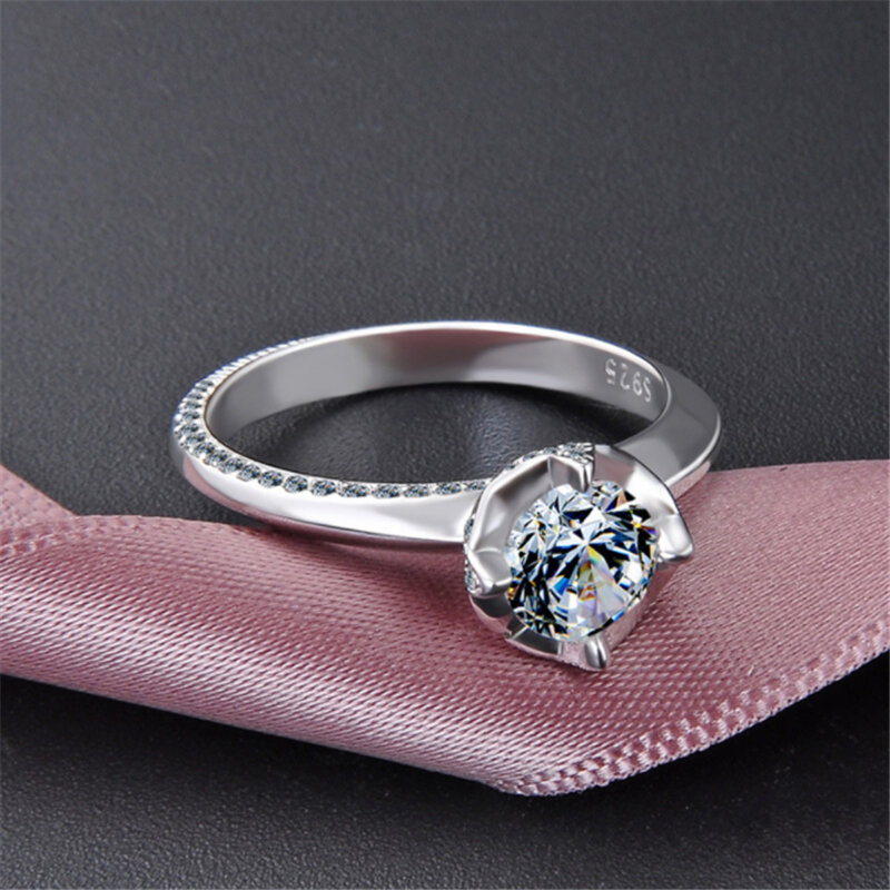 XINSOM 여성을위한 정품 925 스털링 실버 반지 럭셔리 지르콘 약혼 결혼 반지 2020 파인 쥬얼리 걸스 선물 20FEBR3