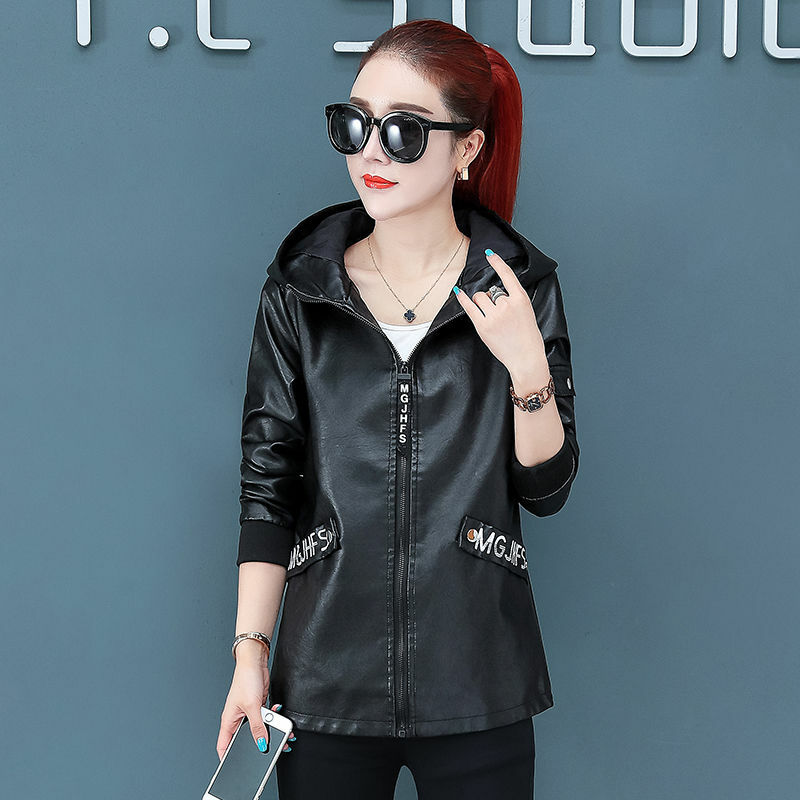 Plush Thick Leather Jackets Women's Mid-Length Spring Autumn New Style Washed PU Leather Coat Loose Windbreaker Female Overwear