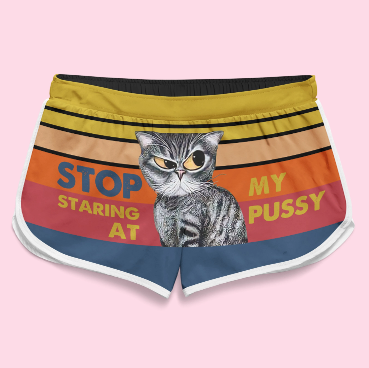 PLstar Cosmos Summer Casual Shorts Stop Staring At My Pussy 3D Printed Trousers Girl For Women Shorts Beach Shorts