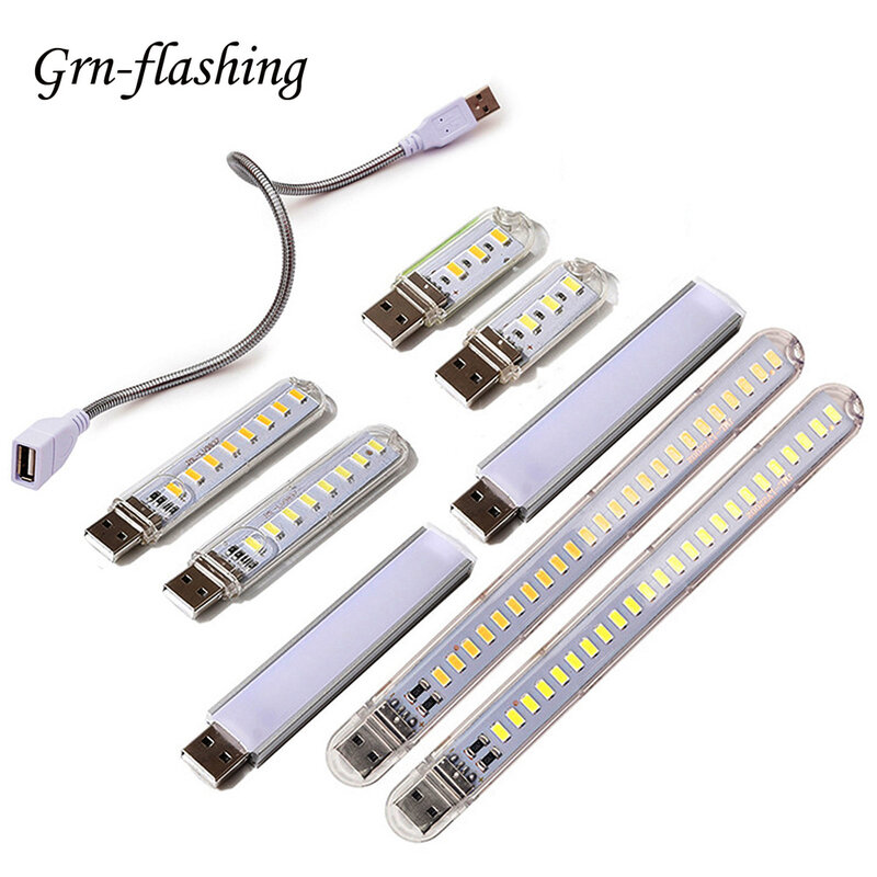 Mini lámpara LED portátil con USB, luz nocturna para banco de energía, portátil, Camping, SMD 5730, 5V, 3, 8, 12, 24 LED