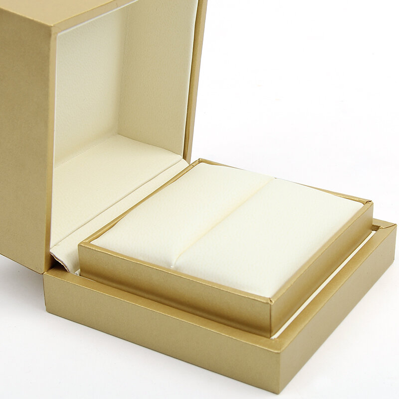 Caja de joyería para anillos dorados, caja de embalaje de anillo de diamante de alta gama, propuesta de par, caja de joyería