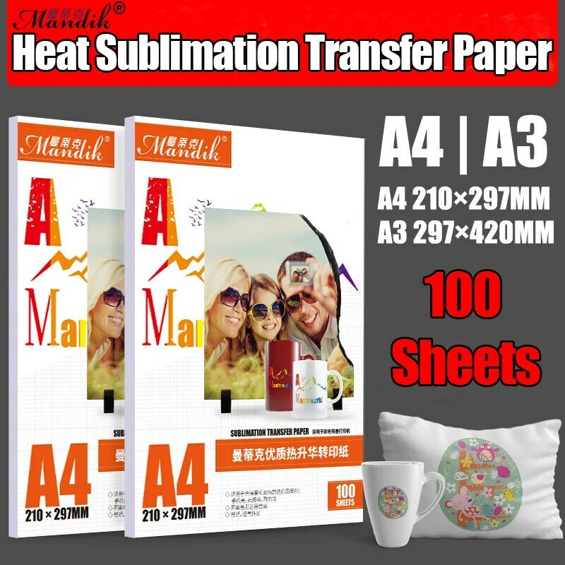 Papel fotográfico de inyección de tinta, impresión por sublimación, transferencia térmica, A3, A4, 100 hojas por lote, 100gsm