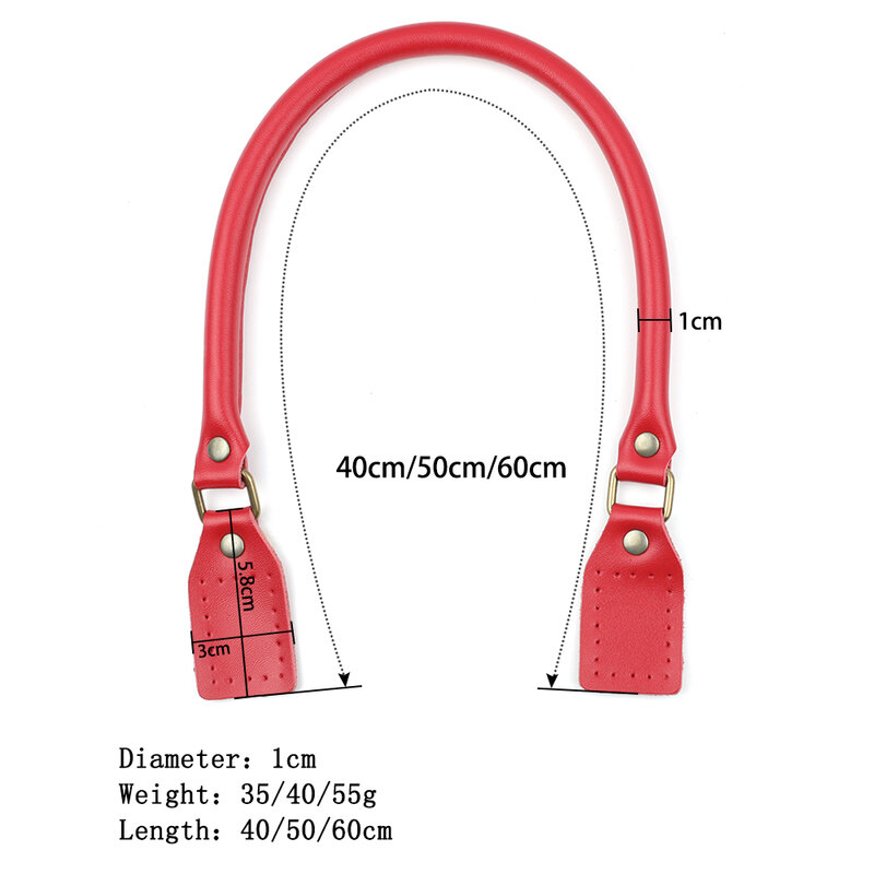 1pair 40-60cm Long Genuine Leather Bag Handle Strap Accessories for Bags DIY Fasteners Pens Replacement Handbag Band Belt KZ0004