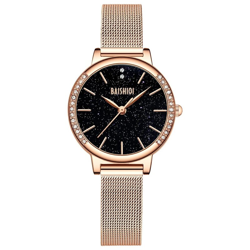 Luxe Zwarte Wijzerplaat Armband Horloges Voor Vrouwen Mode Rose Goud Dames Business Casual Jurk Horloge Logio Feminino