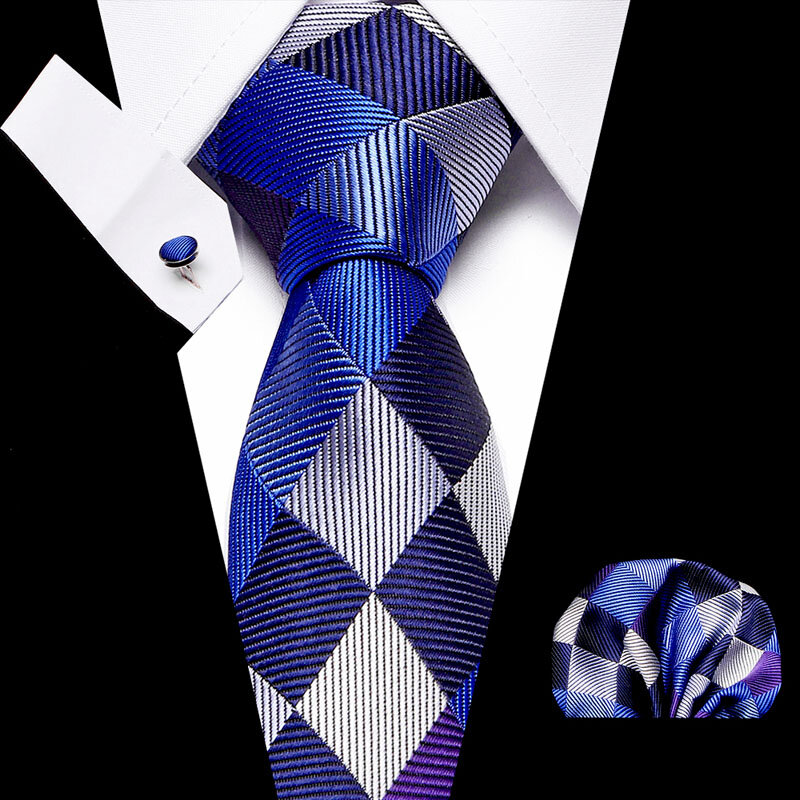 Nowy projekt krawat zestaw żakardowe tkane gravata krawat jedwabny Hanky spinki do mankietów zestawy Fit Wedding Business Group