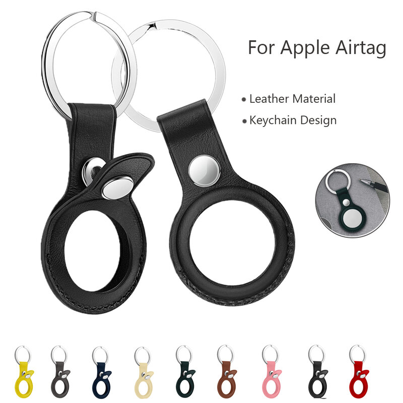 Leather Protective Sleeve For Apple Airtags Anti-lost Keychain For AirTag Location Tracker Buckle Cover Anti-fall Case with ring