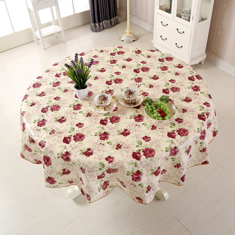 Mantel de tela de mesa a prueba de agua mantel redondo con flores de PVC para comedor de cocina Tischdecke tafelkleed manteles JH6