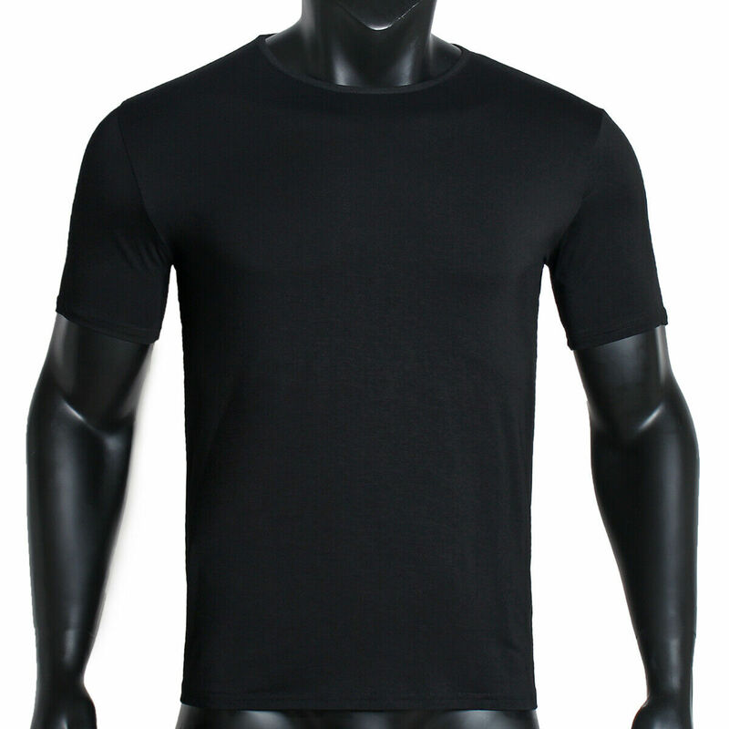T-shirt à manches courtes moulant pour homme, vêtement de sport, estival et décontracté, à col rond, couleur unie