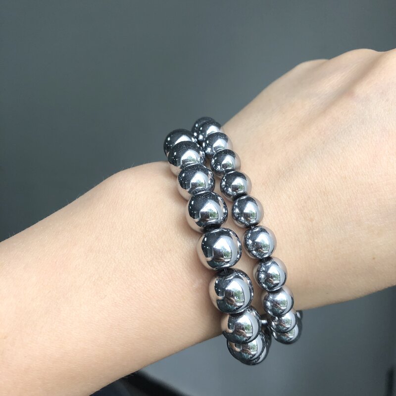 Colore argento pietra ematite perline rotonde sciolte naturali per gioielli fai da te che fanno accessori per orecchini braccialetto 15 ''2 3 4 6 8 10 12mm