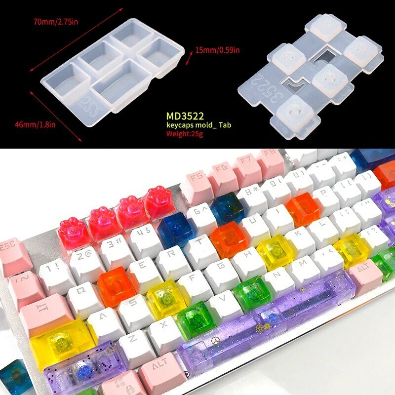 TC156-Juego de bricolaje Manual de teclas de teclado mecánico para juegos, moldes de silicona de Claver de resina, molde de tapa de tecla para arte epoxi, manualidades hechas a mano