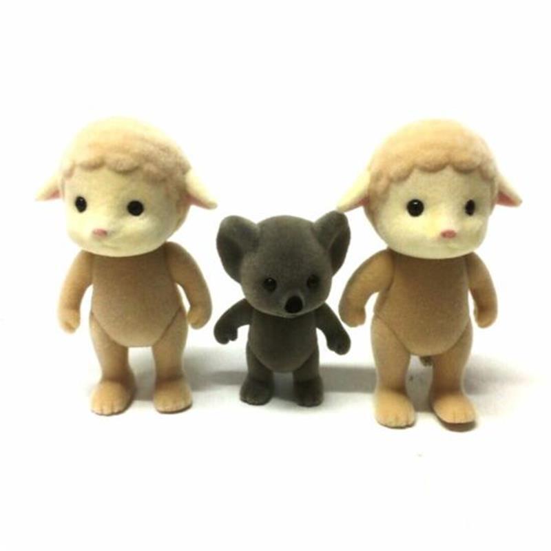 3 sztuk/paczka owce bez tkaniny owce rodzina mama tata dziecko Koala figurki Anime karton lalki zabawki dziecko DIY odgrywanie ról prezent