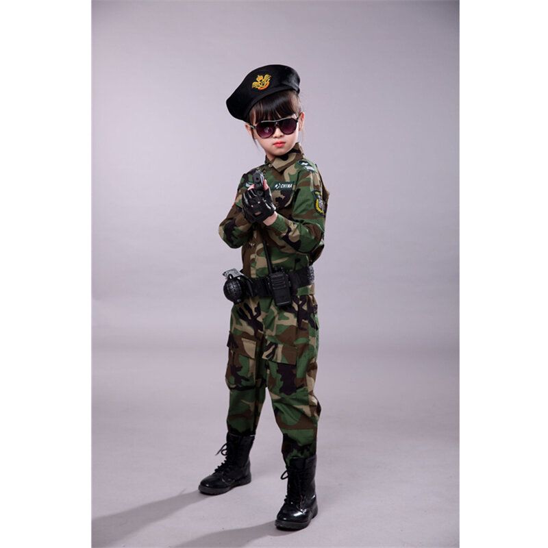 Trajes de entrenamiento táctico militar Unisex para niños, 10Sytle, cinturón de camuflaje + pantalón + abrigo 3 uds., uniforme SWAT con Estampado de jungla para chico