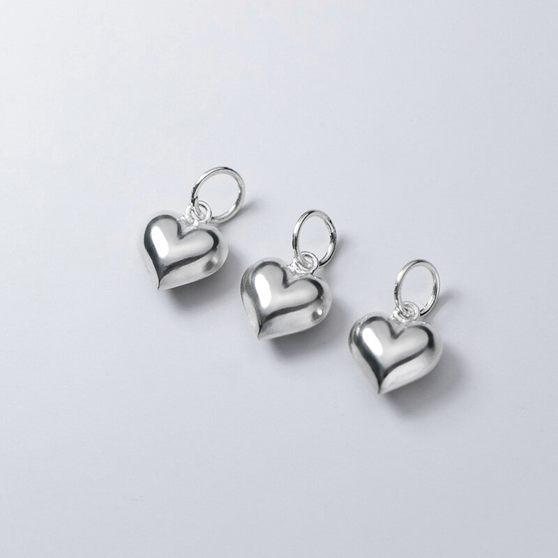 حلية من الفضة الإسترليني على شكل قلب للنساء ، دلايات ، 925 فضة استرلينية ، تصميم بسيط ، حب ، 3 مقاسات ، زخرفة فاخرة ، قلادة فضية ، DIY