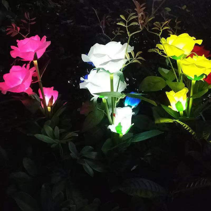 Led Solar 5 Roses Lights Outdoor Waterproof Fairy Garland Light String Solar Powered Light Garden Lawn Street Christmas Decor